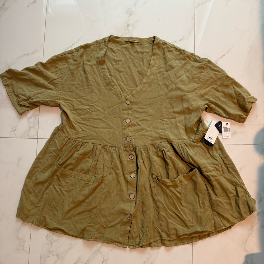 Olive Green Women's Button-Up Dress